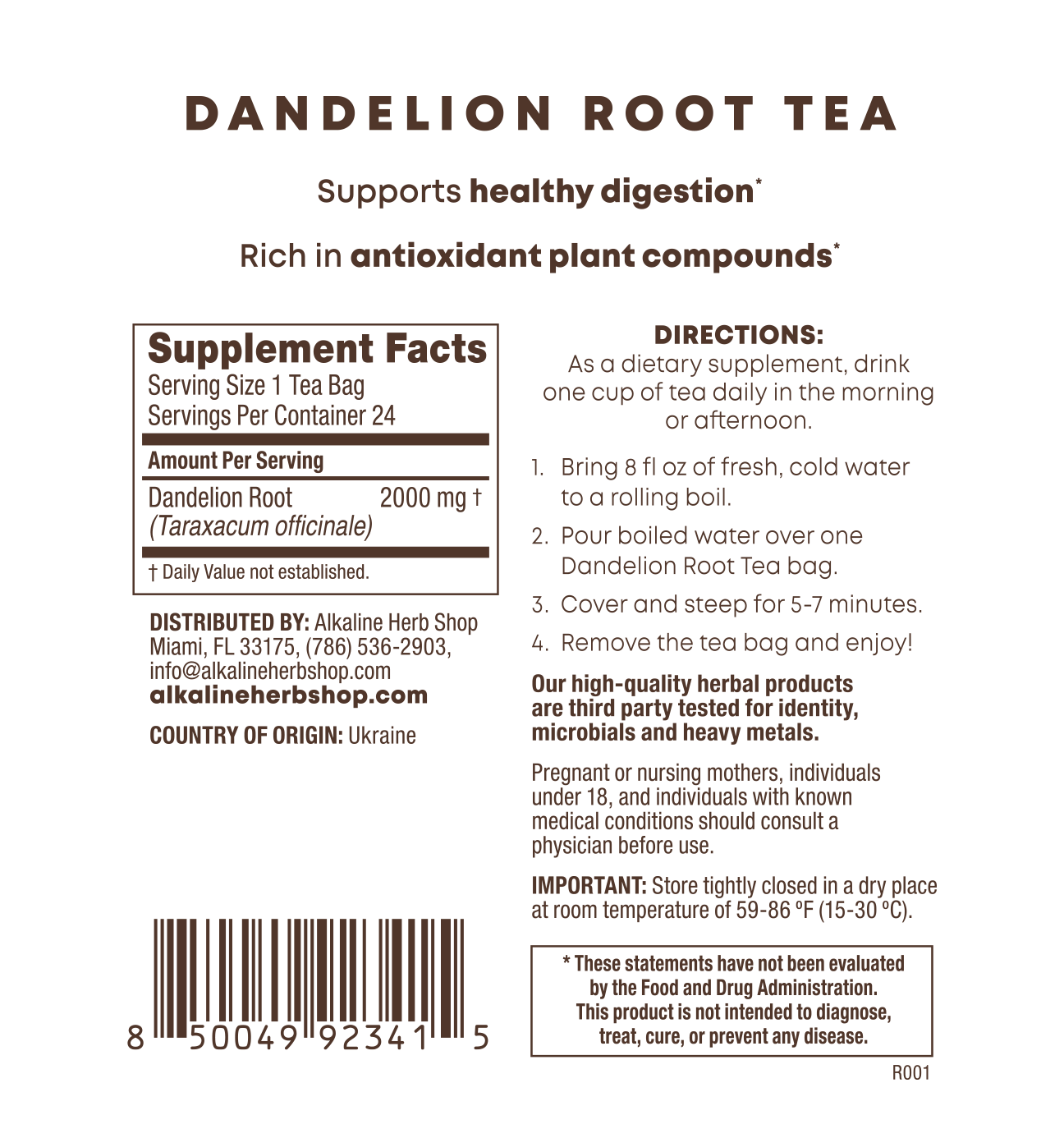 Dandelion Root Tea Supplement