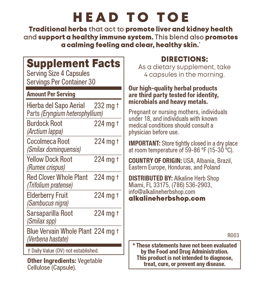 Head to Toe Supplement 120 Capsules (Happy Heal...