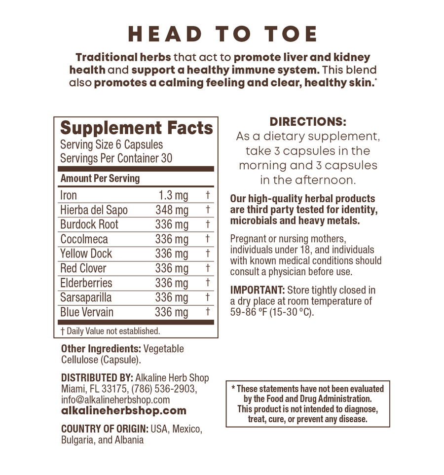 Head to Toe Supplement 180 Capsules (Happy Heal...