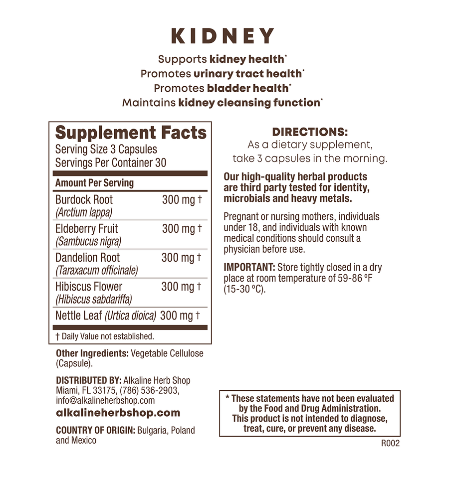 Kidney Supplement, 90 Capsules | Supports Kidney Health – Alkaline Herb ...