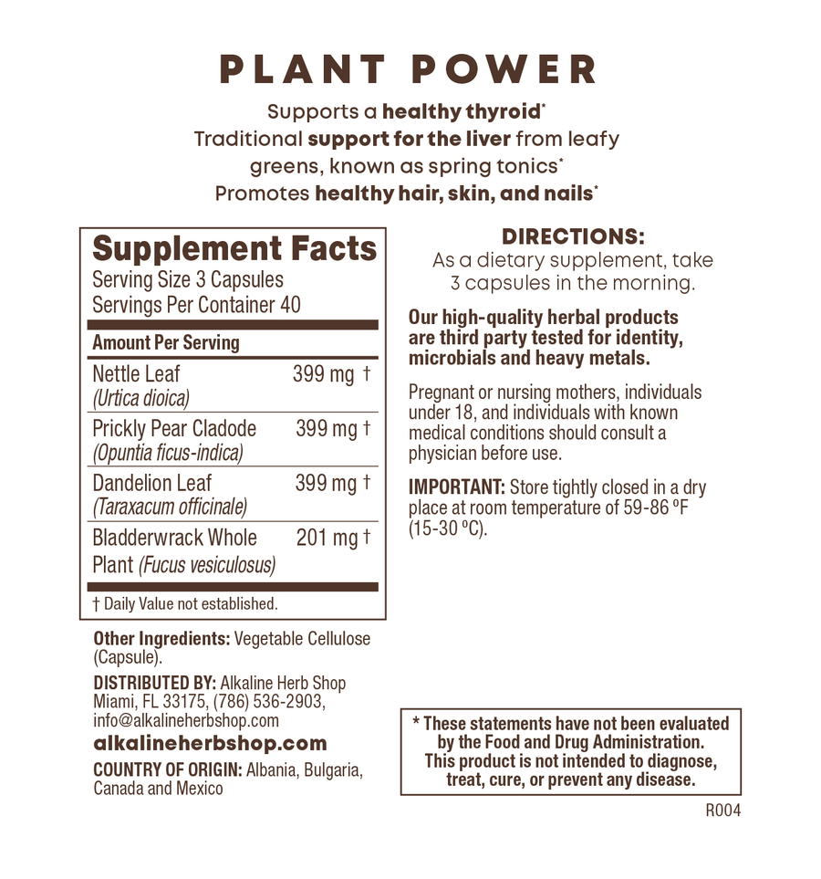 Plant Power Supplement 120 Capsules (Chlorophyll)