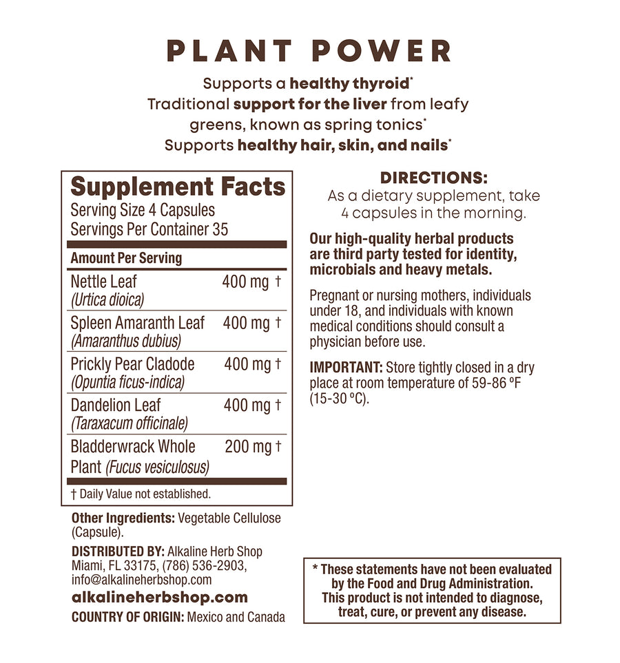 Plant Power Supplement 140 Capsules (Chlorophyll)