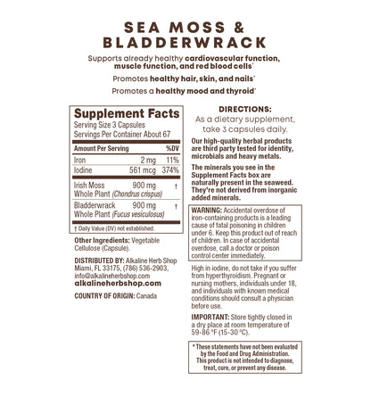 Sea Moss & Bladderwrack Supplement 200 Capsules