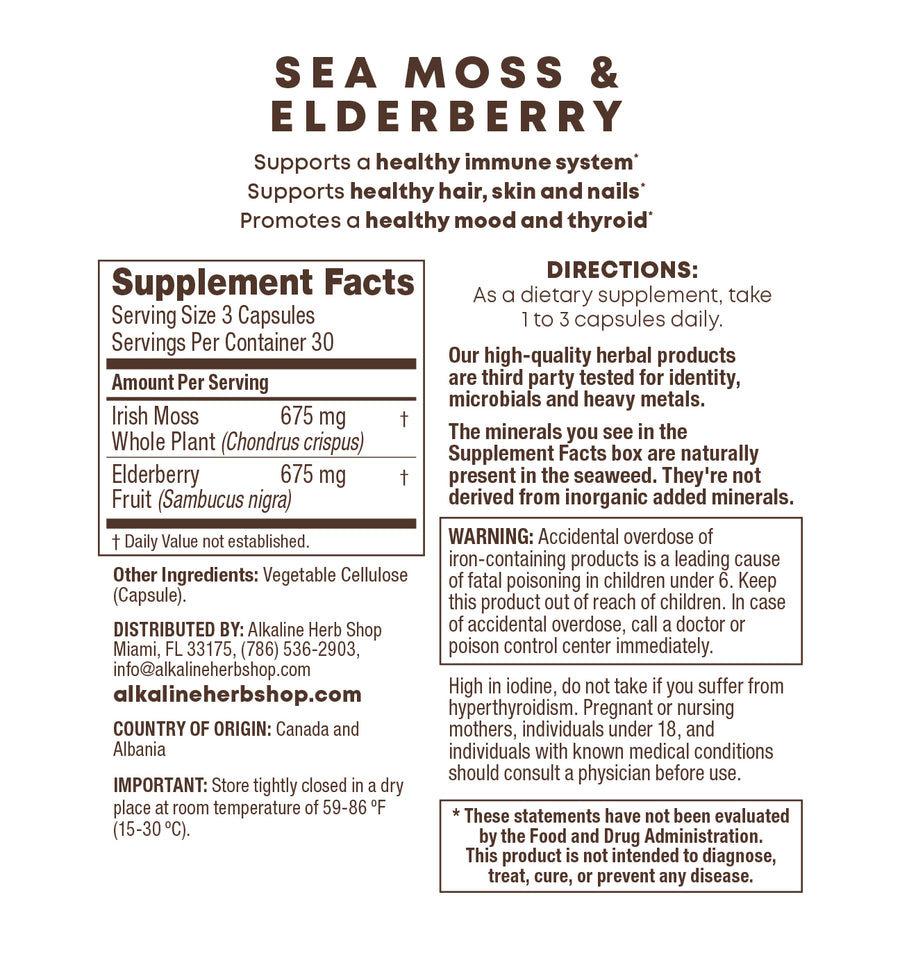 Sea Moss & Elderberry Supplement 90 Capsules