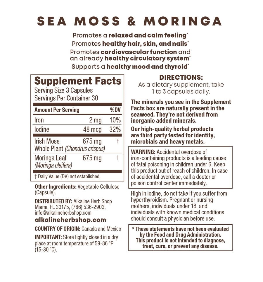 Sea Moss & Moringa Supplement 90 Capsules