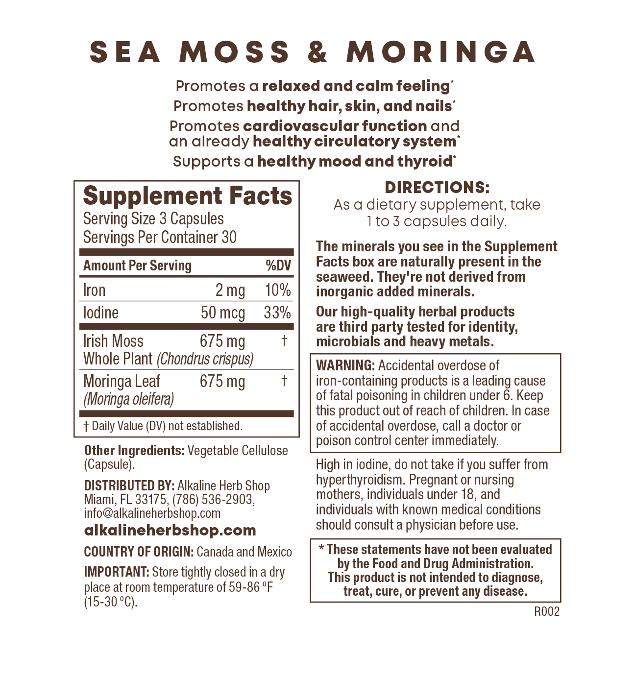 Sea Moss & Moringa Supplement 90 Capsules