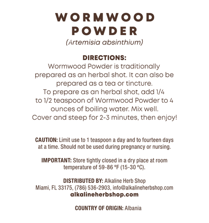 Wormwood Powder 4 oz (Ajenjo) for Herbal Shots