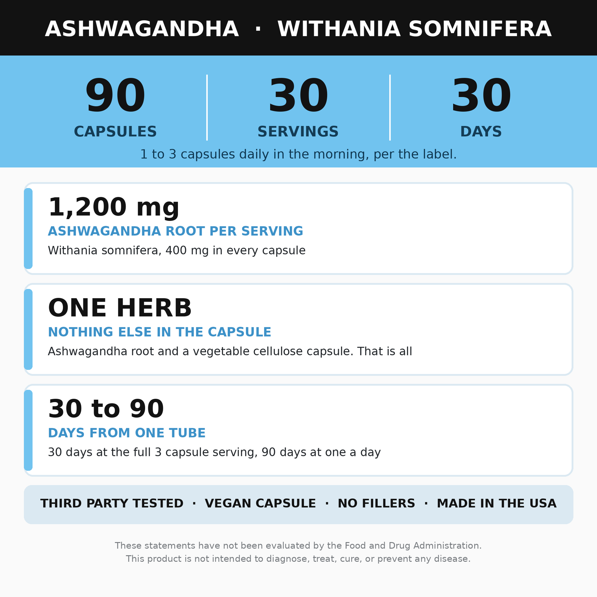Ashwagandha Capsules, 90 Count Supplement (Ashwagandha Root)