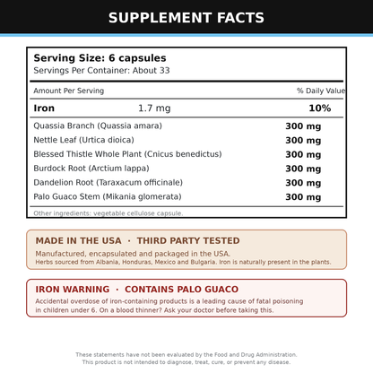 Blood Supplement 200 Capsules (Herbal Iron)