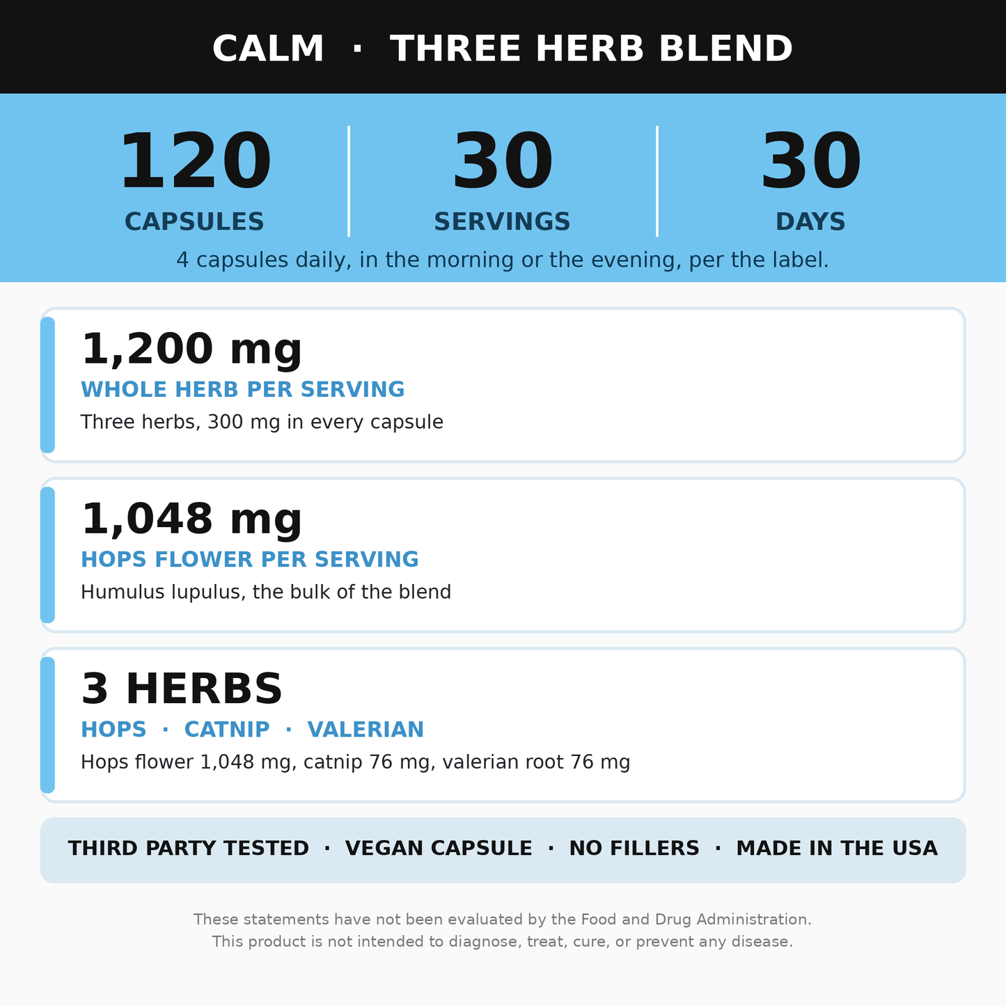 Calm Supplement 120 Capsules (Happy Mood)