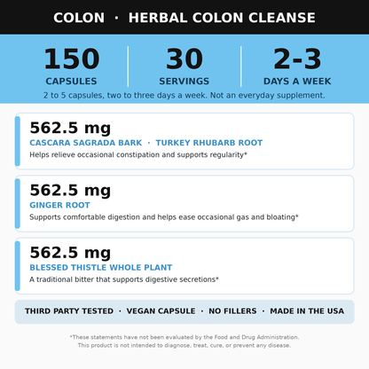 Colon Supplement, Herbal Colon Cleanse Capsules, 150 Count