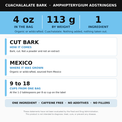 Cuachalalate Bark 4 oz (Amphipterygium Adstringens) for Cuachalalate Tea