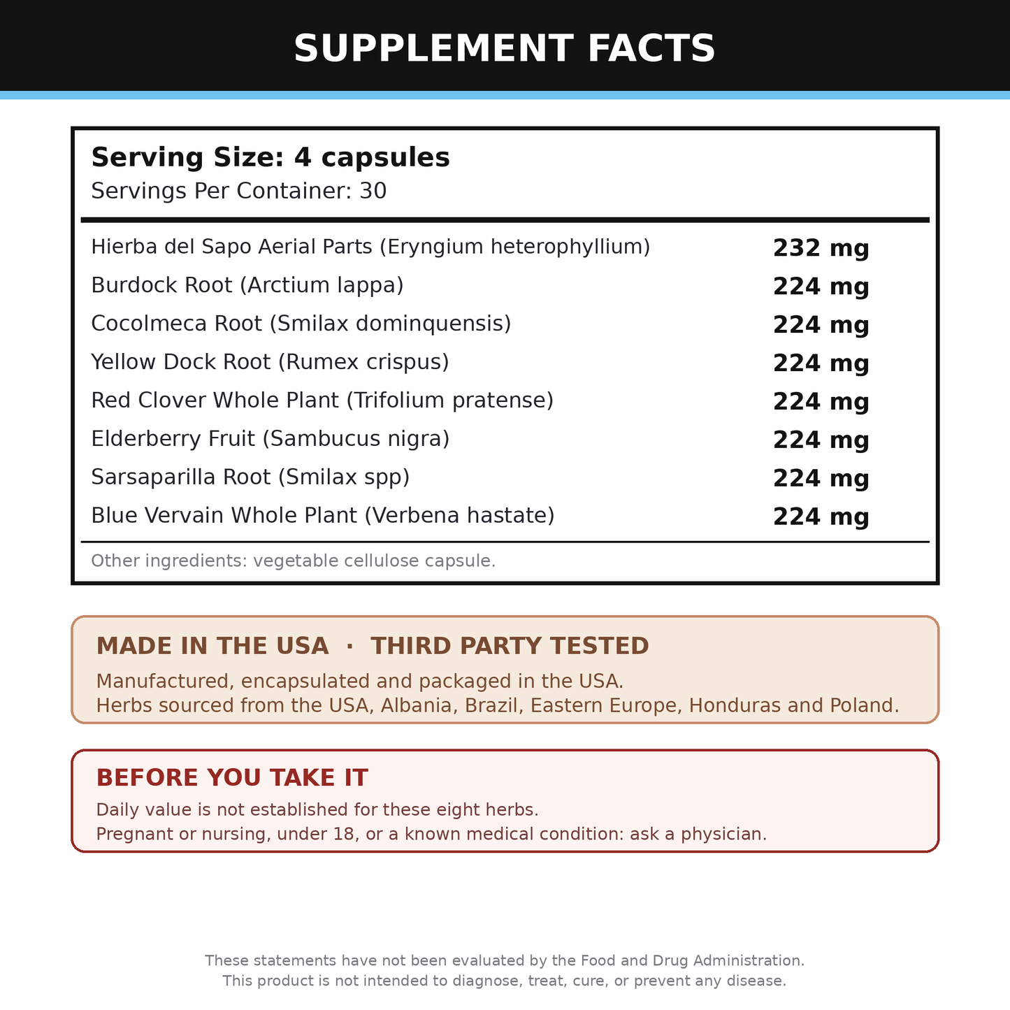 Head to Toe Supplement 120 Capsules (Hierba del Sapo Blend)