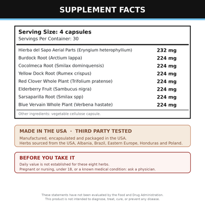 Head to Toe Supplement 120 Capsules (Hierba del Sapo Blend)