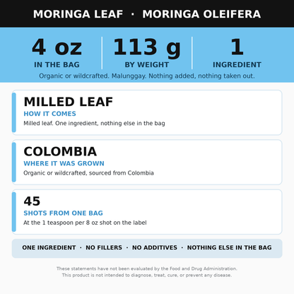 Moringa Leaf Powder 4 oz (Moringa Oleifera, Malunggay)