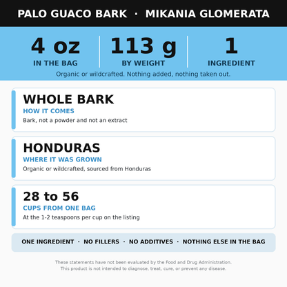 Palo Guaco Bark 4 oz (Guaco Herb, Mikania Glomerata)