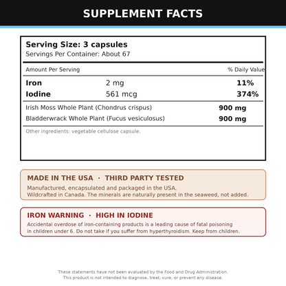 Sea Moss & Bladderwrack Supplement 200 Capsules
