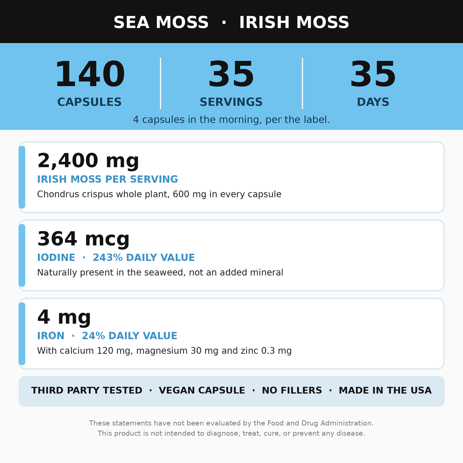 Sea Moss Supplement 140 Capsules