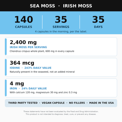 Sea Moss Supplement 140 Capsules