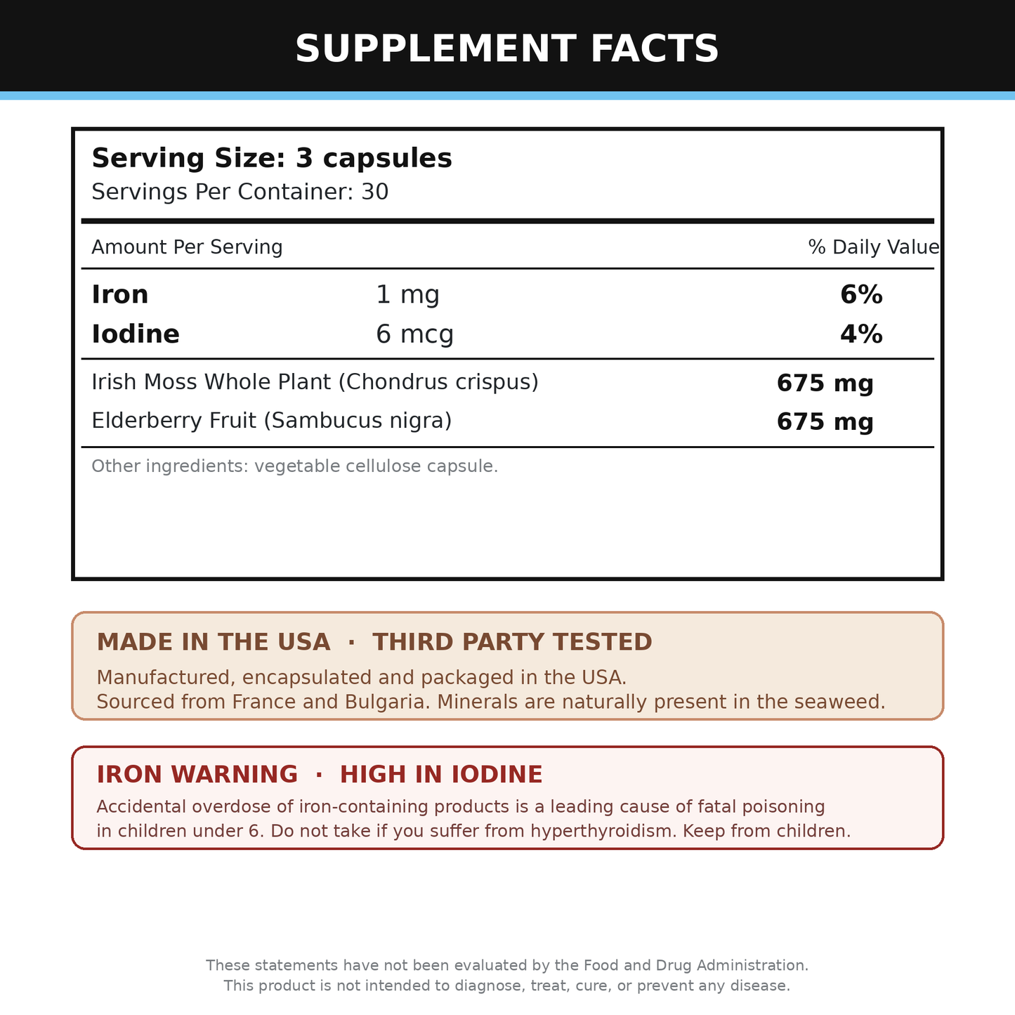 Sea Moss & Elderberry Supplement 90 Capsules