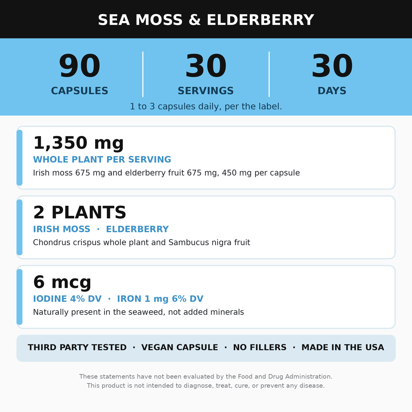Sea Moss & Elderberry Supplement 90 Capsules