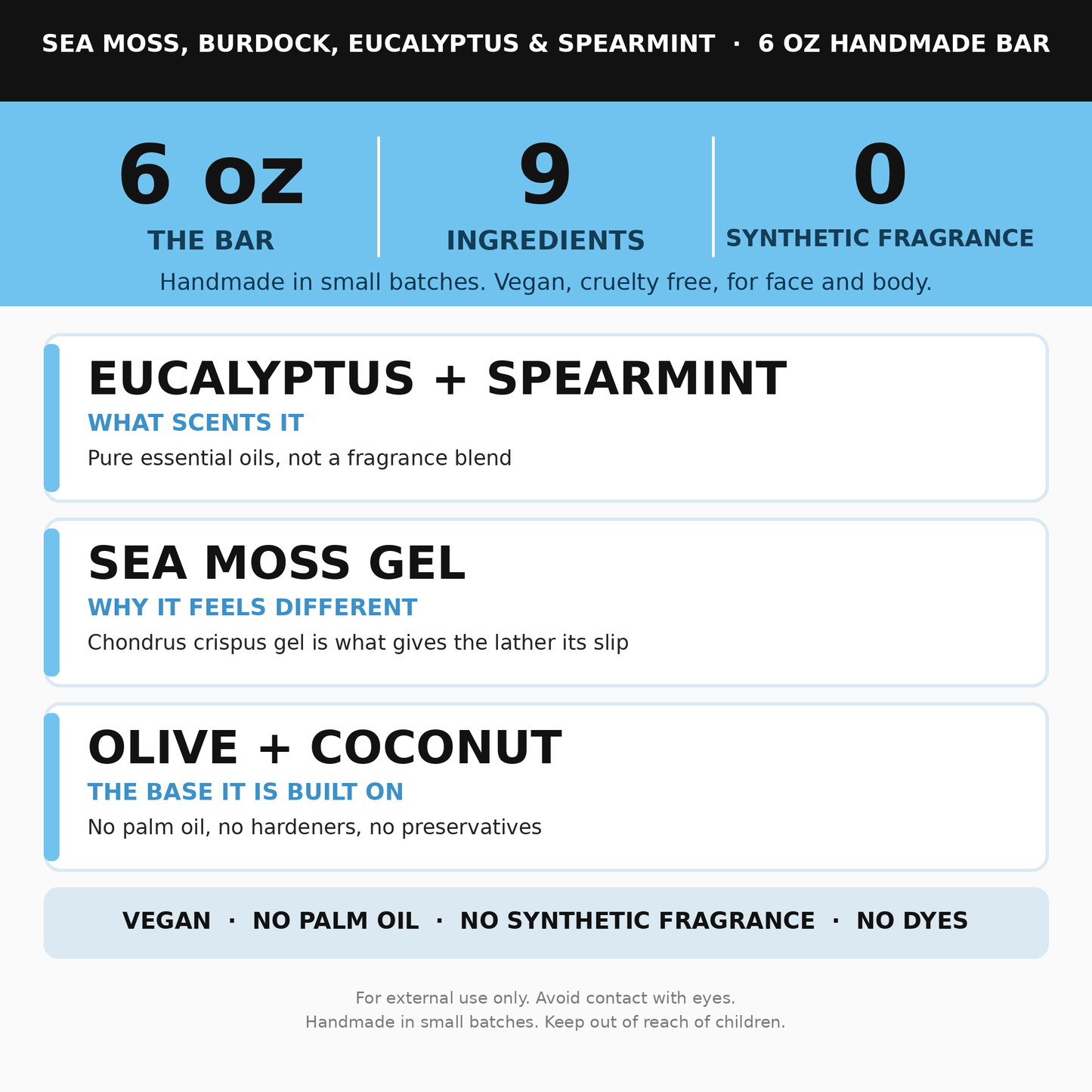 Sea Moss, Burdock Root, Eucalyptus, & Spearmint Soap