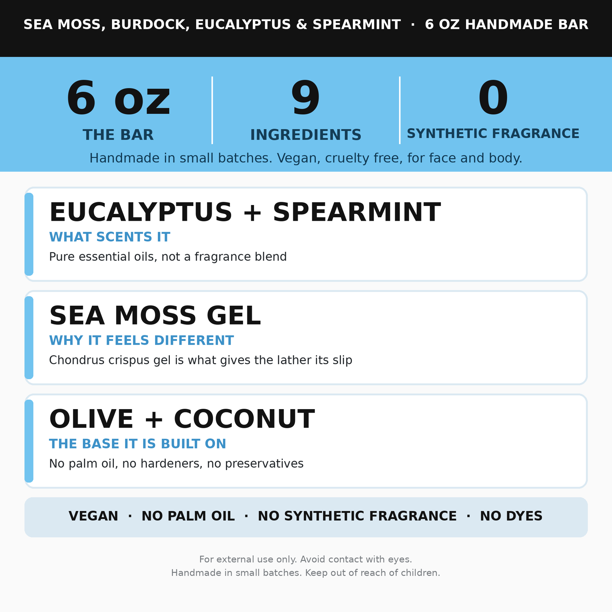 Sea Moss, Burdock Root, Eucalyptus, & Spearmint Soap