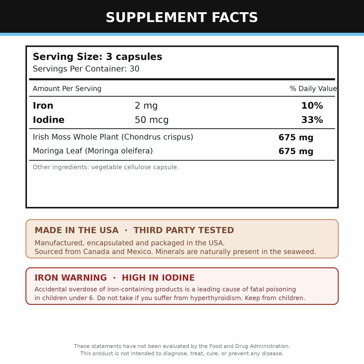 Sea Moss & Moringa Supplement 90 Capsules