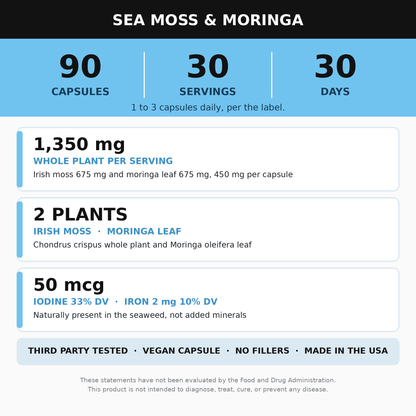 Sea Moss & Moringa Supplement 90 Capsules