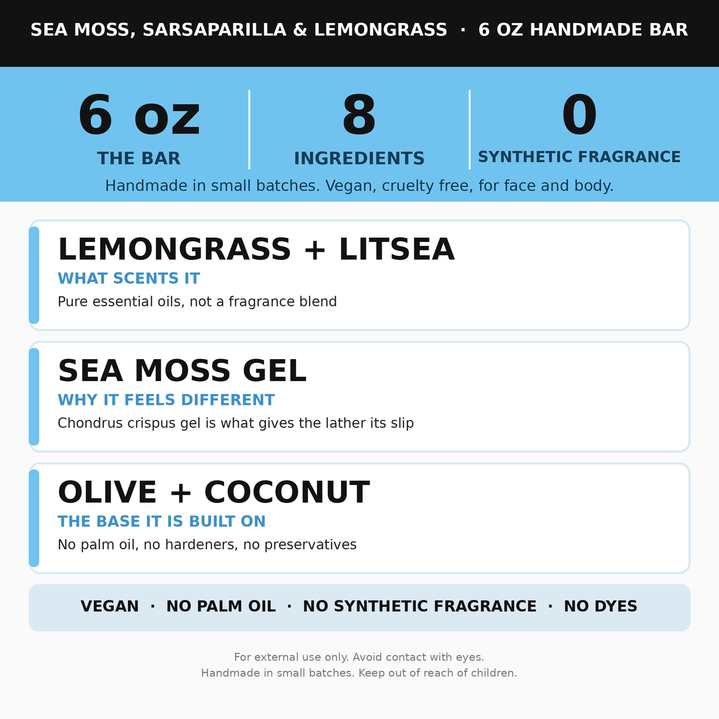 Sea Moss, Sarsaparilla, & Lemongrass Soap