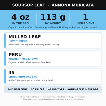 Soursop Leaf Powder 4 oz (Graviola, Guanabana, Organic)