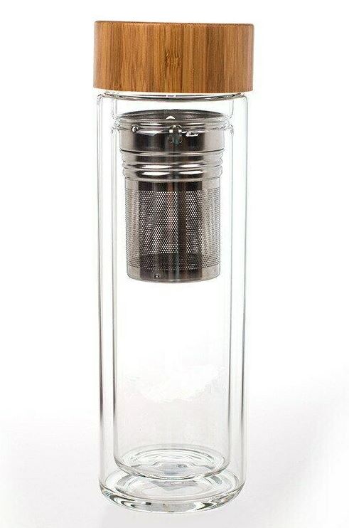 international mandig Dalset Double Wall Glass Drink Stainless Steel Tea Infuser Water Bottle Bambo –  Alkaline Herb Shop
